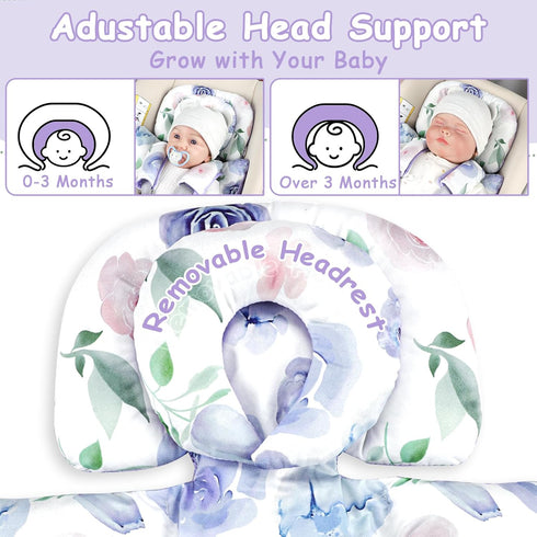 TANOFAR Infant Car Seat Insert with Removable Cushion for Baby Girls, Reversible Newborn Carseat Insert for Baby Head