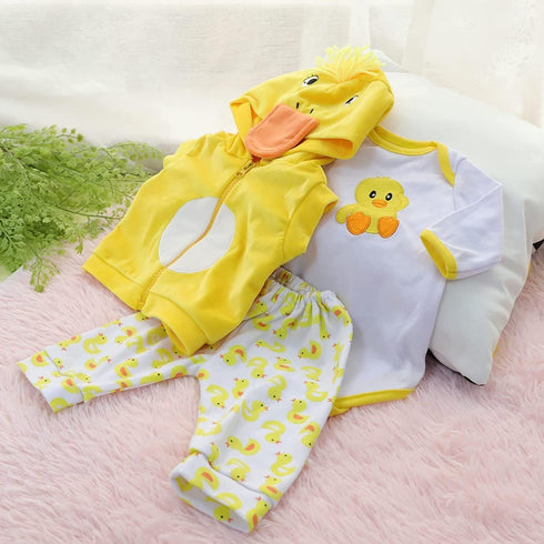 Reborn Baby Dolls Clothes Yellow Duck 5pcs Set for 17-22 Inch Newborn Baby Doll Girl & Boy Clothing Sets