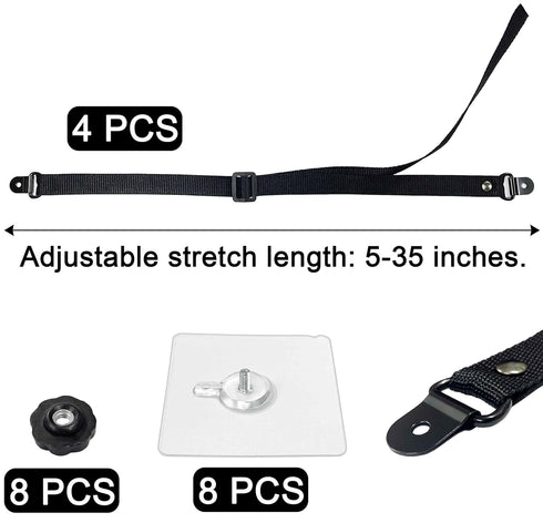 4 Pcs Adjustable TV Safety Straps, No-Drill TV Anchor for Baby Proofing, Prevent Furniture Falling and Anti Tip, TV