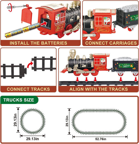 Set 4-8 20-Piece Set JQ JUQU Electric Train for Kids Ages with Lights and Music - Toy Train and Tracks for Children