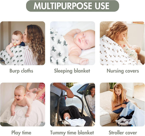 6 Pack GLLQUEN BABY Receiving Blanket Boy Cotton Muslin Swaddle Blankets Girl Newborn Squares Breathable & Soft Thin