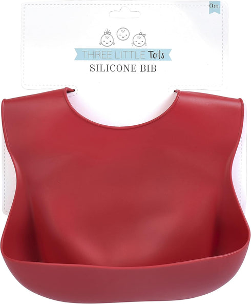 Three Little Tots Adjustable Fit Modern Silicone Baby Bib – Waterproof Catch Bibs for Infants