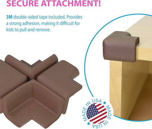 KidKusion Table Cushion, Made in USA, 16 Feet Edge + 4 Corners, Brown Baby Proof Furniture Guards