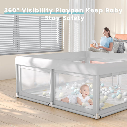 50 50 inch Hiaksedt Baby Playpen with Mat Small Playpen for Babies and Toddlers x Baby Fence Playards