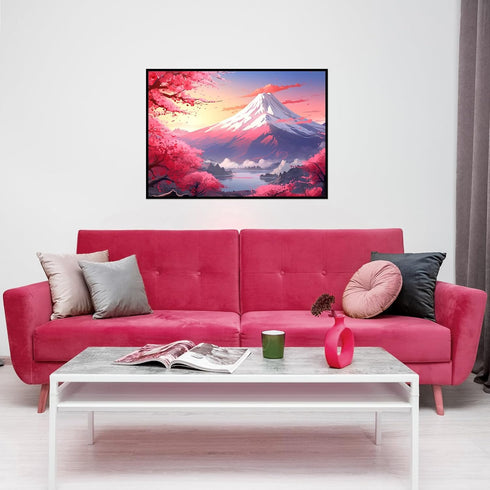 1000 Piece Puzzle for Adults - Iceberg Sakura Jigsaw Puzzles - Cherry Blossom & Mount Fuji Oil Painting