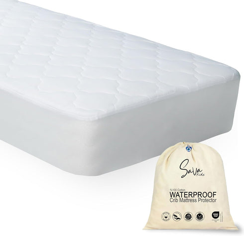 Sava Kids SavaKids 100% Natural Cotton Waterproof Crib Mattress Protector Sheet - Breathable, Fitted