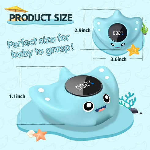 Baby Bath Thermometer - BabyElf Safety Bathtub Thermometer - Floating Bathing Toy for Infant - New Upgraded Mute Visual Alert, Gift for Mom and Newborn Only for Fahrenheit