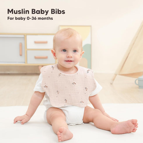 8 Pack 0-36 Bearmoss Baby Bibs for Drooling & Teething Muslin Cotton Soft Absorbent Adjustable Unisex Bibs Boys Girls