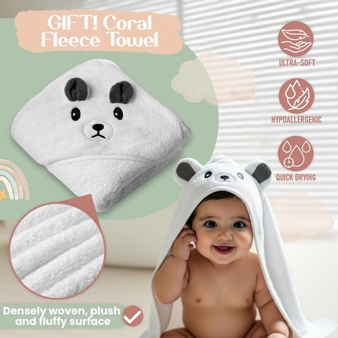 2inch Elbow Set Elbow Set XL Baby Bath Kneeler and Rest Pad + Hooded Towel - Embroidered Kneeling Pad for Bathing Baby