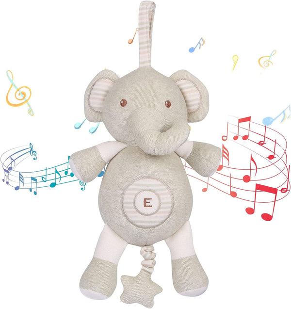 Newborn Baby Toys, Soft Cotton Stuffed Animal Toy with Lullaby Music for