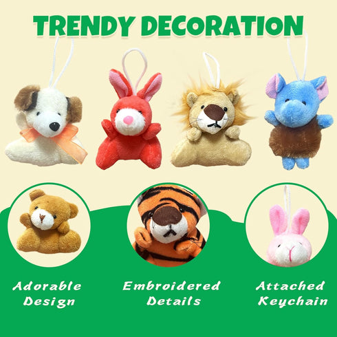 32Pcs Mini Plush Animals Toy Set - Assortment Bulk Stuffed Keychain Party Favors for Kids