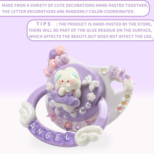 CutiePlusU Adult Size Pacifier DIY Big Shield Pacifier - White Purple