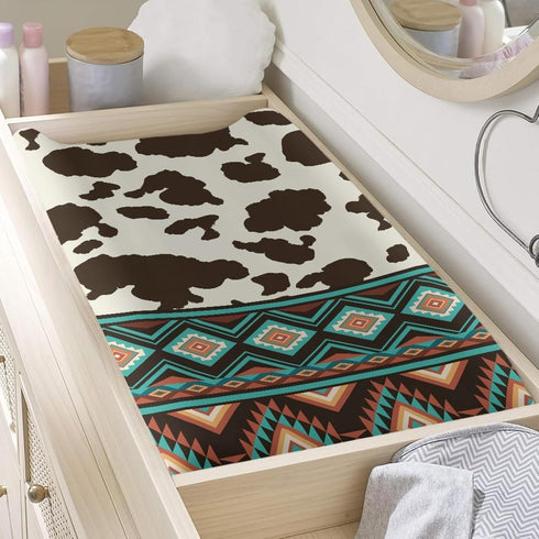 Stretchy Cow Print Diaper Changing Pad Cover, 32" x 16", Washable Fitted Changing Table Mat for Boys and Girls