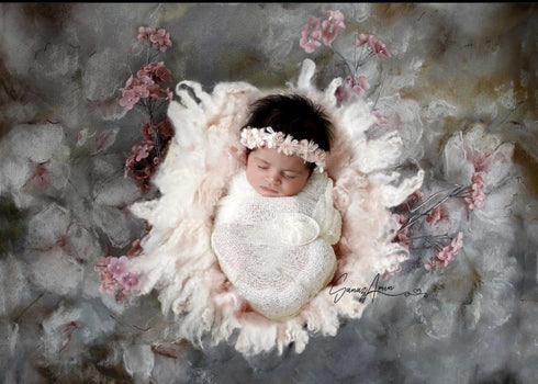 Matissa Newborn Baby Photography Prop Swaddle Cheesecloth Knit Crochet Wrap, 16 Colors Available (White)