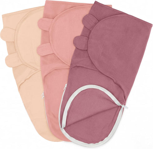 Comfy Cubs Easy Swaddle Blanket with Zipper Closure, 3 Pack - 100%