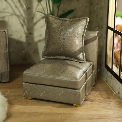 Set 1/12 iLAND Dollhouse Furniture Miniature Sectional Couch for Doll House Dcor Fit Scale Accessories, Modern Gray