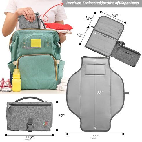 PZU Portable Diaper Changing Pad - Changing Pad Portable with Wipes Pocket, Waterproof Diaper Changing Mat, Portable