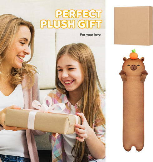 Long Plush Capybara Body Pillow - 20 Inch Cute Stuffed Animal - Soft Cuddle Pillow Gift for Girls