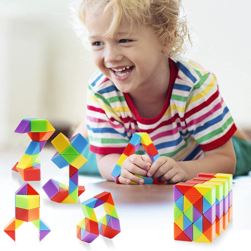 30 Pack Medium Snake Cube Fidget Toys Goodie Bag Stuffers for Kids, Treasure Box Toys for Classroom, Twist Puzzle