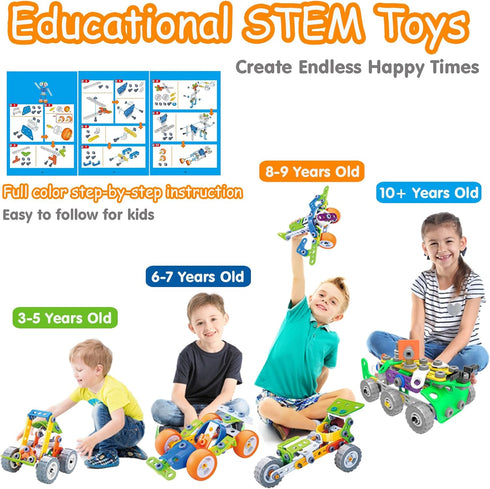 MOONTOY 11 in 1 STEM Toys for 4-8 Year Old Boys, Birthday Gifts Building Toys, Educational Blocks