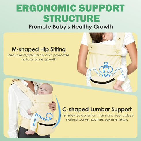 4 1 Baby Carrier with Storage Bag, in Front & Back Facing Design, Forward Facing, Adjustable, Baby Essential, Head