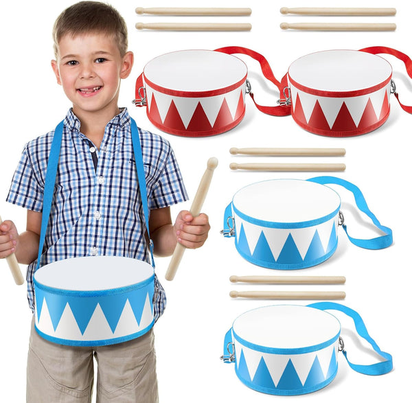 Boao 2 Pcs Kids Drum Set, 8 Inch Toddler Drum Wooden Toy