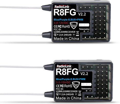 Radiolink R8FG V2.2 8 Channels Gyro Receiver 2pcs, 2.4GHz 600m Long Range
