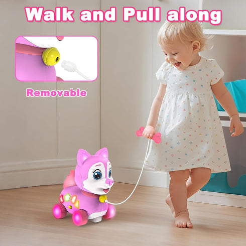 Holaxander 6-12 1+ Tummy 1st 1-2 Musical Puppy Toy Months,Baby Bilingual Toddler Learning for Year Old Girl Gift,Baby