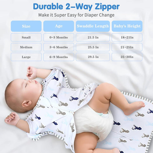 Roksuma 3-6 2-Way 100% 0.8 2-Pack 14-20lbs) Transition Swaddle, Baby Sleep Sack Months Arms up Swaddles Zipper Cotton