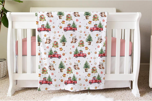 SqtmuHLuo Red Baby Christmas Blanket Boys Girl Gifts First Christmas Tree Red Car Baby Nursery Bed Receiving Blankets