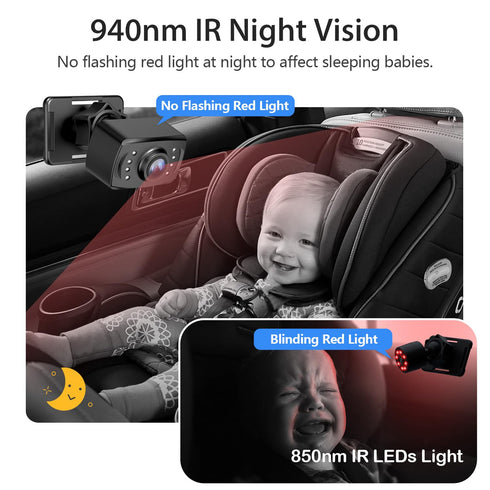 7'' 1080P 150 360 5 Itomoro Rear Facing Mirrors, HD Baby Car Camera, Infrared Night Vision Function Camera with Wide