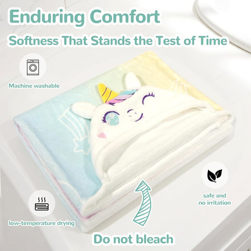 (0-5 HECCEI Toddler Hooded Bath Towel Soft Absorbent Baby Bath Cape for Girls Cute Unicorn Theme Beach & Pool Poncho