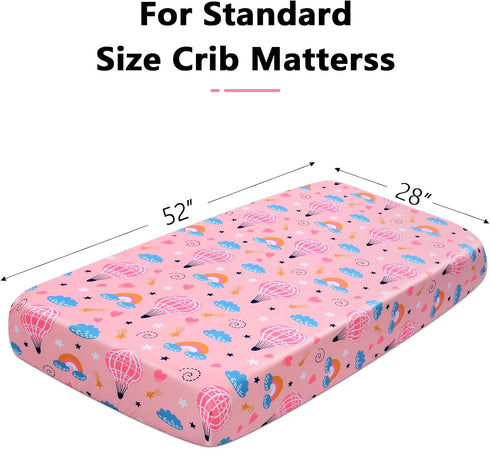 52" 28" Baby Fitted Crib Sheet Soft Microfiber x Crib Mattress Sheet for Girls Breathable Baby Bedding with Hot Air