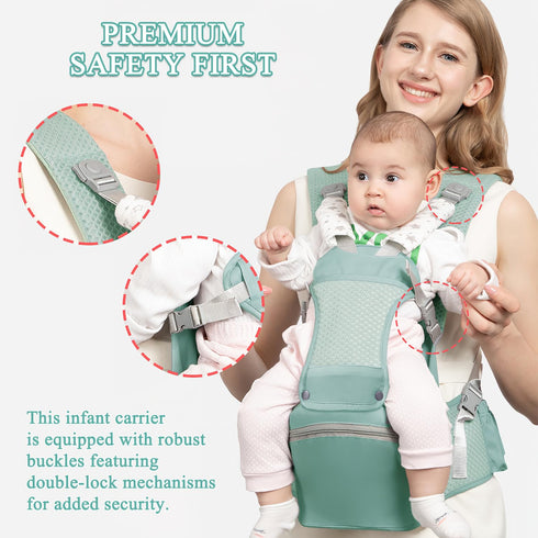 6-in-1 0-36 Baby Carrier with Hip Seat for Newborn to Toddler, Ergonomic Infant Carrier for Month Baby, All Positions