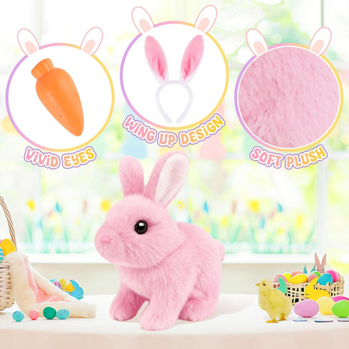 LAITYUM Set Realistic Bunny for Kids - Interactive Hopping Bunny Toy with Bunny Ears, Electric Lifelike Robot Rabbit