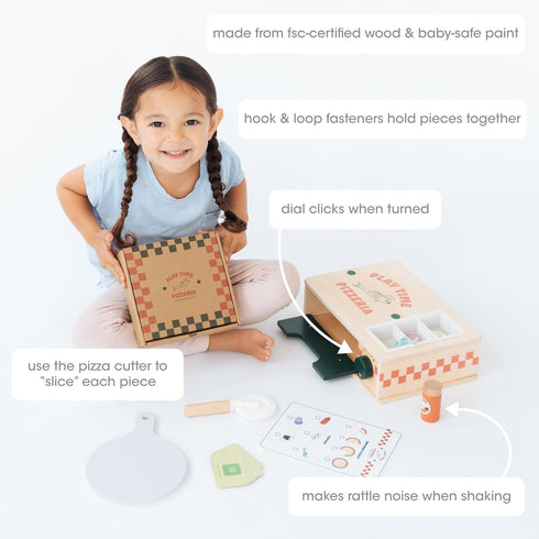 Set, 38-Piece (38 Set, 3+ Pearhead Wooden Pizzeria Montessori Pretend Play Food Play Kitchen Accessories, Pcs) Toy