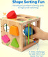 18 Coogam Wooden Montessori Toys for Toddlers, Shape Sorting Cube Fine Motor Skills Game for Year Old Month+ Baby Boys