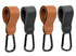 4PCS Multipurpose Stroller Hook Accessories, Leather Clips for Diaper Bags, Pet Carts, Grocery Bags, Black and Brown