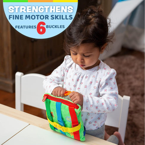 Buckle Toys - Buster Square - Learning Activity Toy - Develop Fine Motor Skills and Problem Solving - Easy Travel Toy