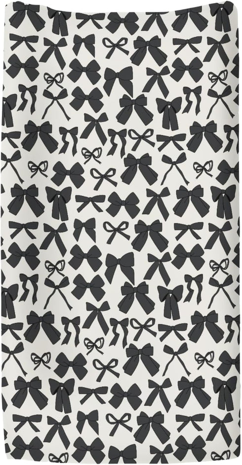 ZoUbqchY 32''16'' Black Bows Girls Changing Pad Covers for Baby Girl Boy Valentine Bows Fitted Change Table Covers Mats