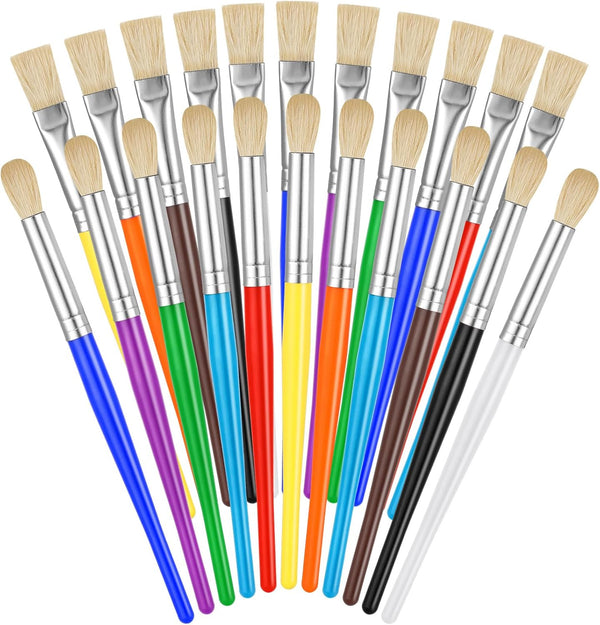 Paint Brushes for Kids, 22 Pcs Round and Flat Set, Easy Hold Toddler Paint Brushes for Acrylic Painting