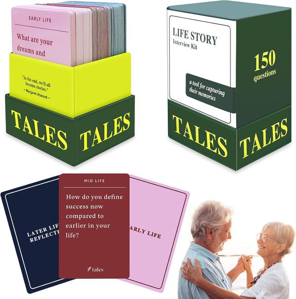 150 Pcs Life Story Interview Kit Cards, Family Conversation Cards for Family Game Night with Curated Question Cards