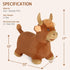 INPANY Bouncy Bull Hopping Toys, Brown Plush Highland Cow Hopper for Kids, Inflatable Farm Animal Bouncer for 2-4 Year