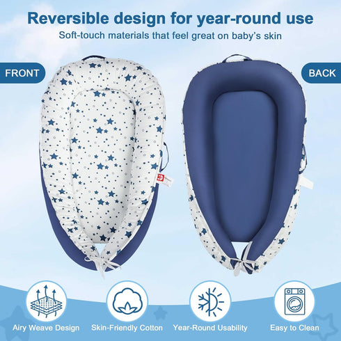 TEEAOE 024 Tummy Baby Lounger for Months, Portable Infant Support Pad for Time and Diaper Changes, Breathable Cotton