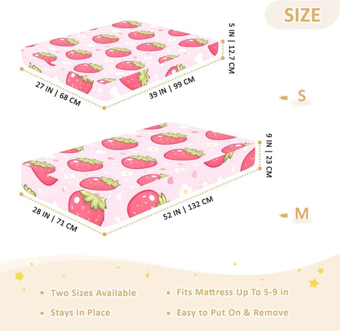 CZXW 52" 28" Red Strawberries Crib Sheets Fitted x Natural Cotton Soft & Breathable for Baby Crib Mattress