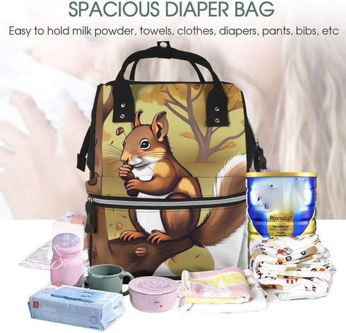 KHIRY Backpack Mummy Backpack Diaper Bag Nappy Baby Bag Squirrel Animal Multifunction Changing Bags for Travel