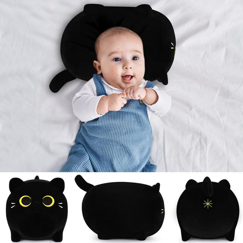Black Cat Plush Stuffed Animal - 11.8'' Soft Plush Toy, Cute Black Cat Plush Pillow for Kids and Girls