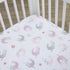 Little Love by NoJo Sloth Fitted Crib Sheet - Tropical Garden Design in Pink, Grey, and White