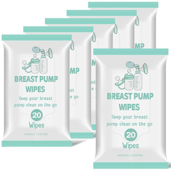 Threlaco 6 Pack 120 Count Breast Pump Wipes Quick Clean and Irritant