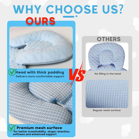 2-in-1 Infant Carseat Insert, Reversible Baby Car Seat Cushion for Newborn Toddler Head & Body Support Car Seat Pad
